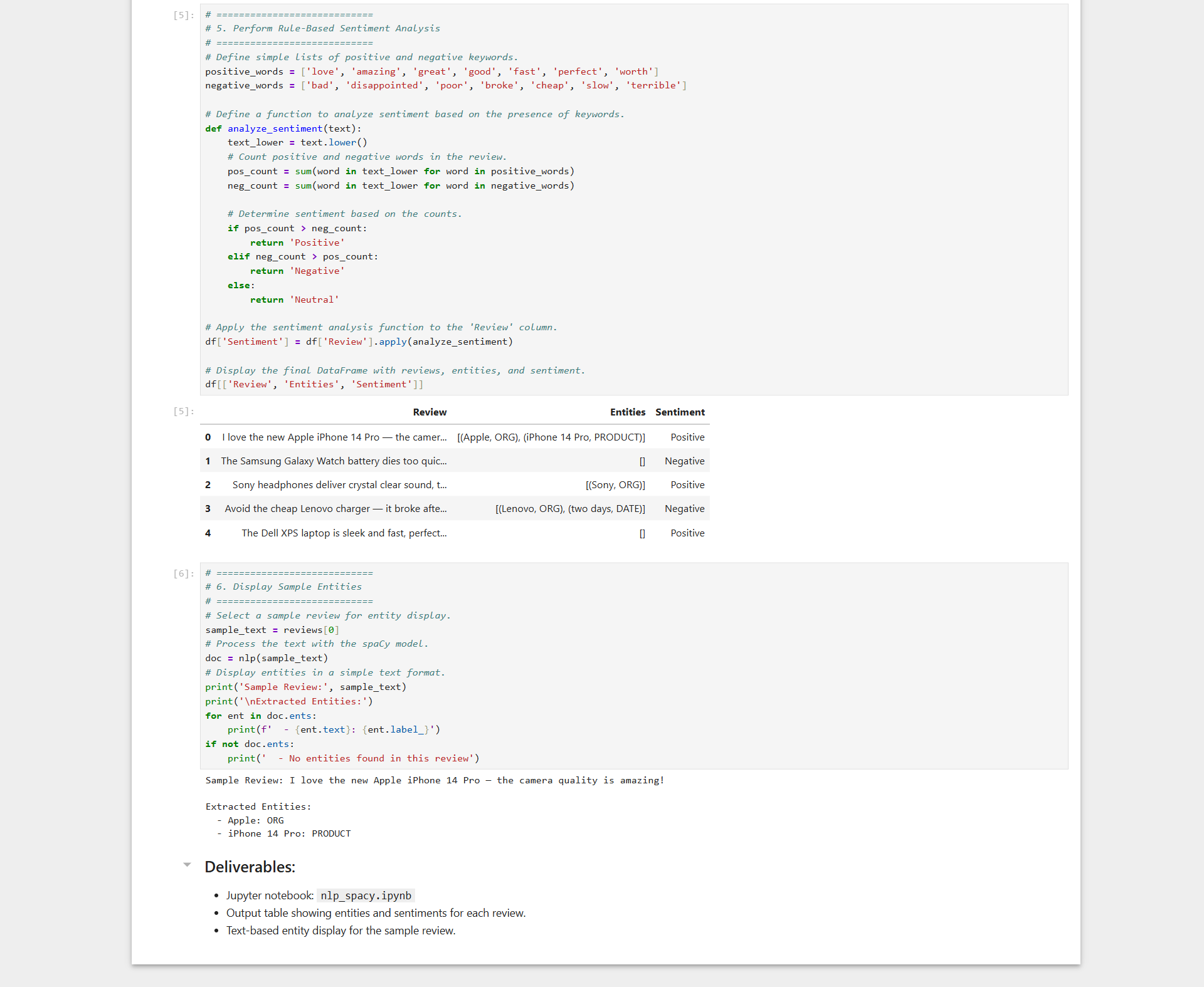 spaCy NER visualization